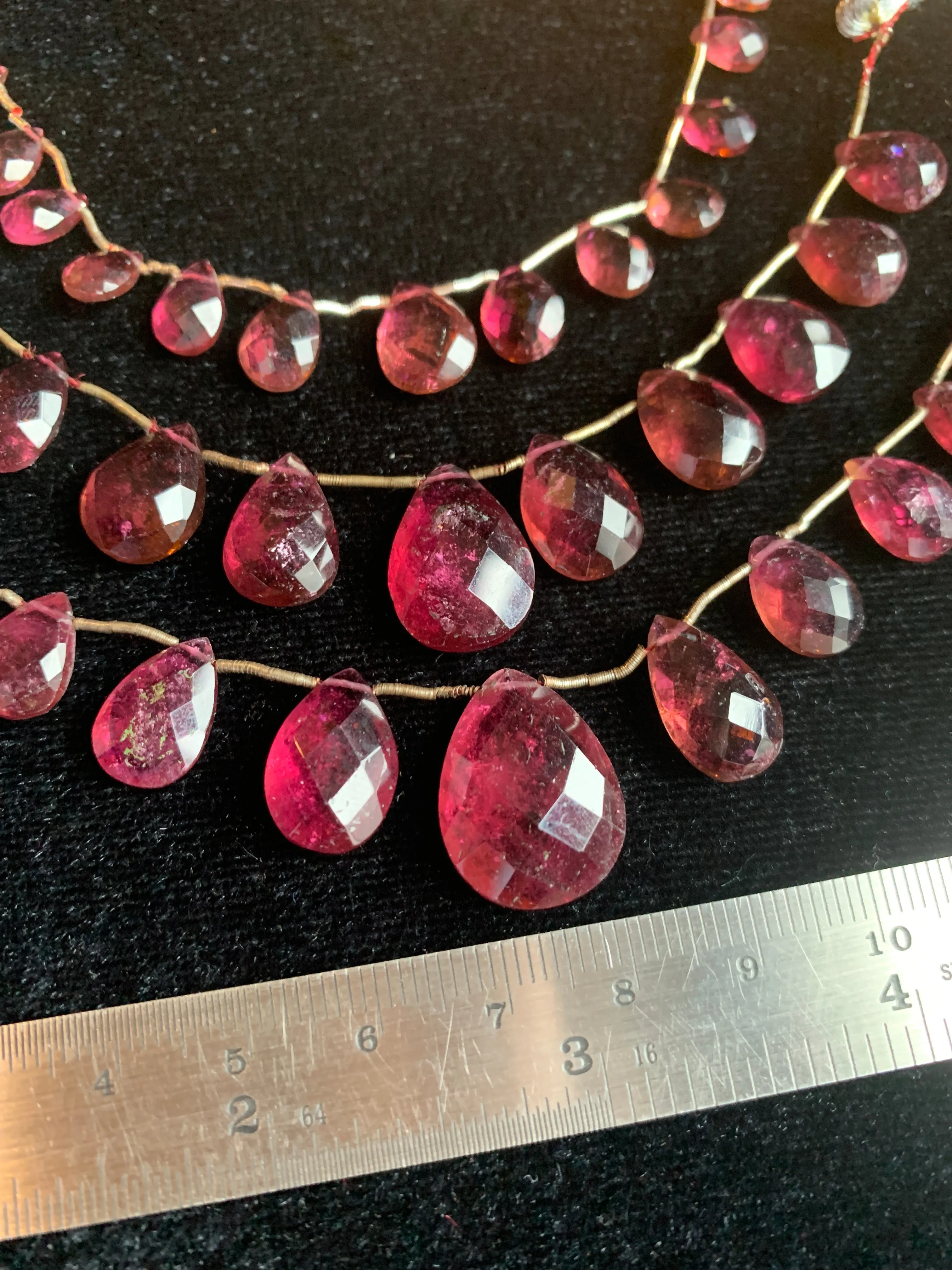 Pink Tourmaline Briolette Strands