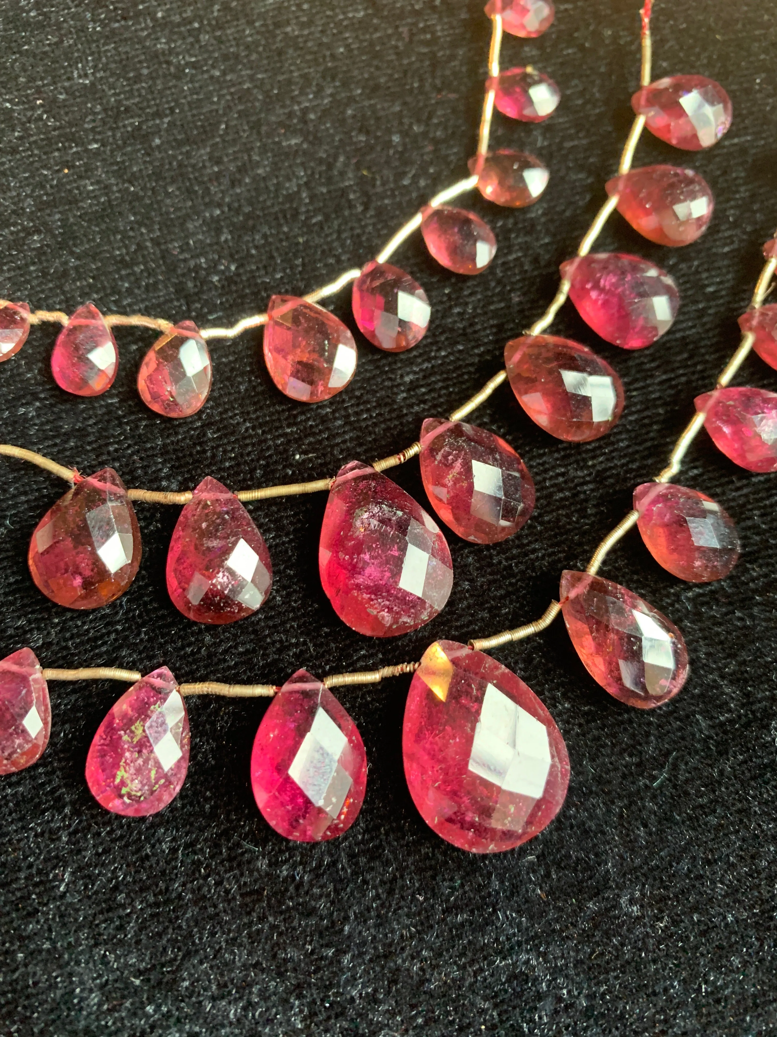 Pink Tourmaline Briolette Strands