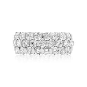 PLATINUM 3-ROW SCATTERED BAR-SET DIAMOND BAND 1.90CTW