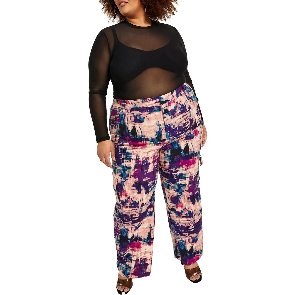 Plus Womens Tie-Dye Polyester Cargo Pants