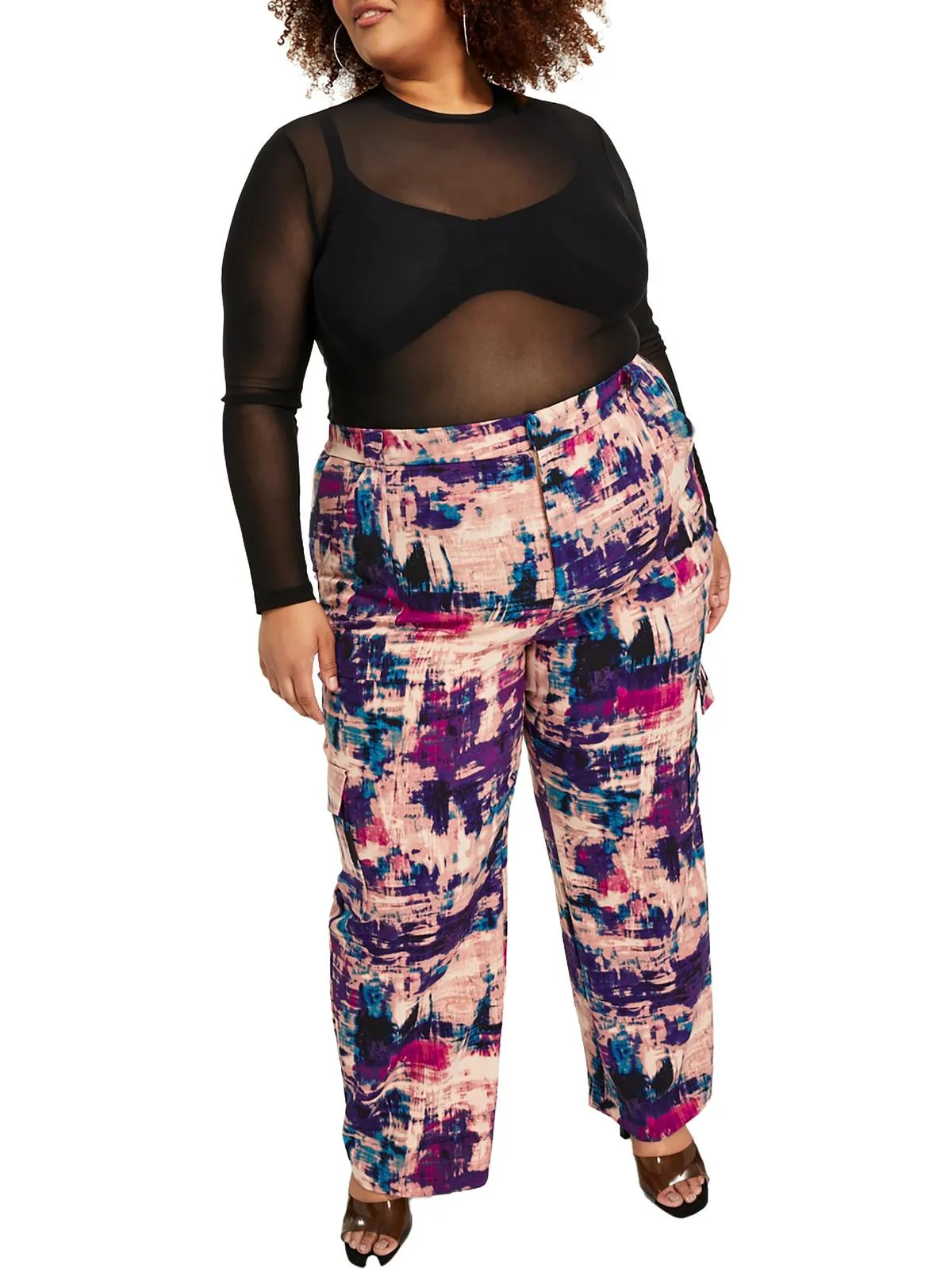 Plus Womens Tie-Dye Polyester Cargo Pants