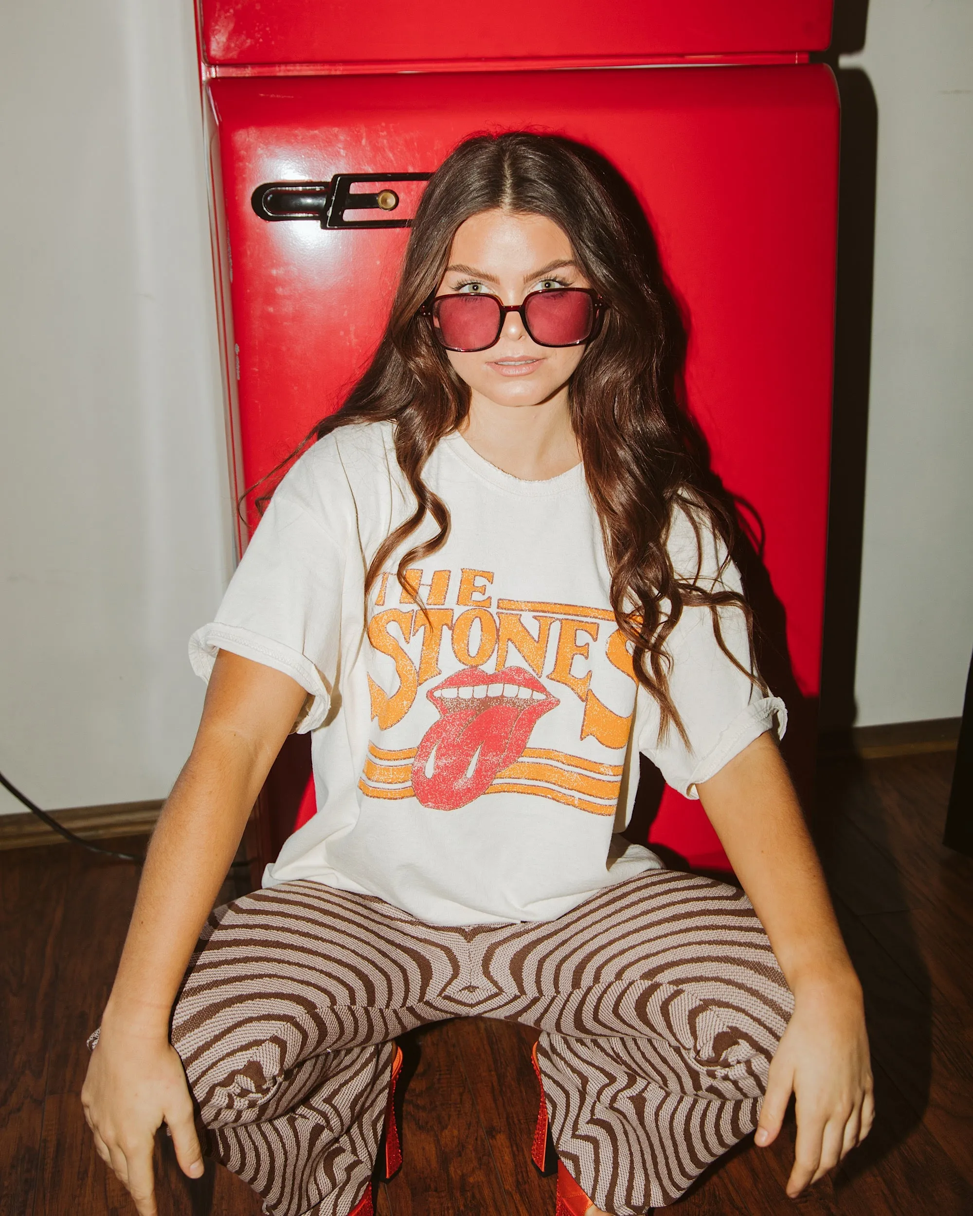 Rolling Stones Stoned Off White Thrifted Distressed Tee