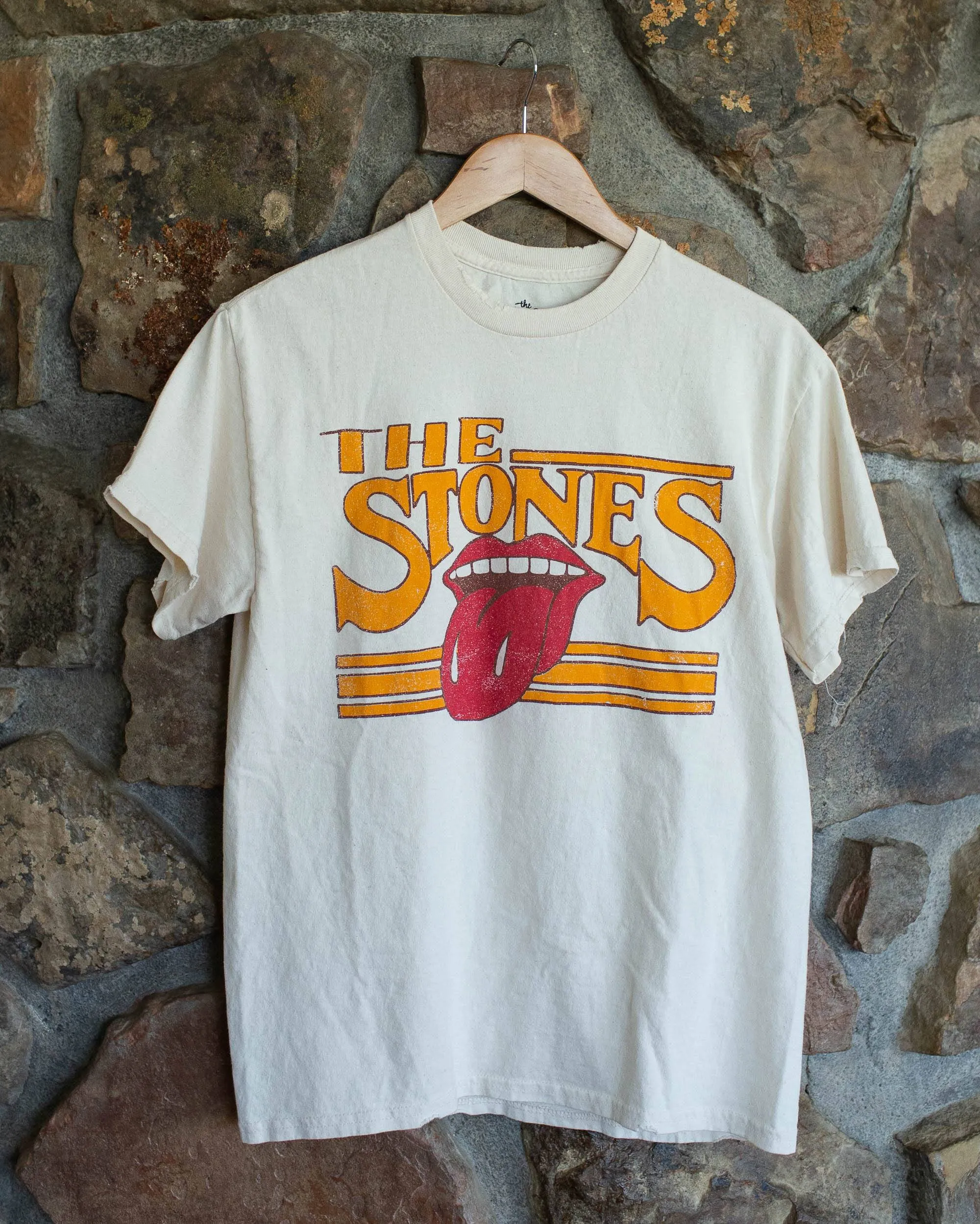 Rolling Stones Stoned Off White Thrifted Distressed Tee