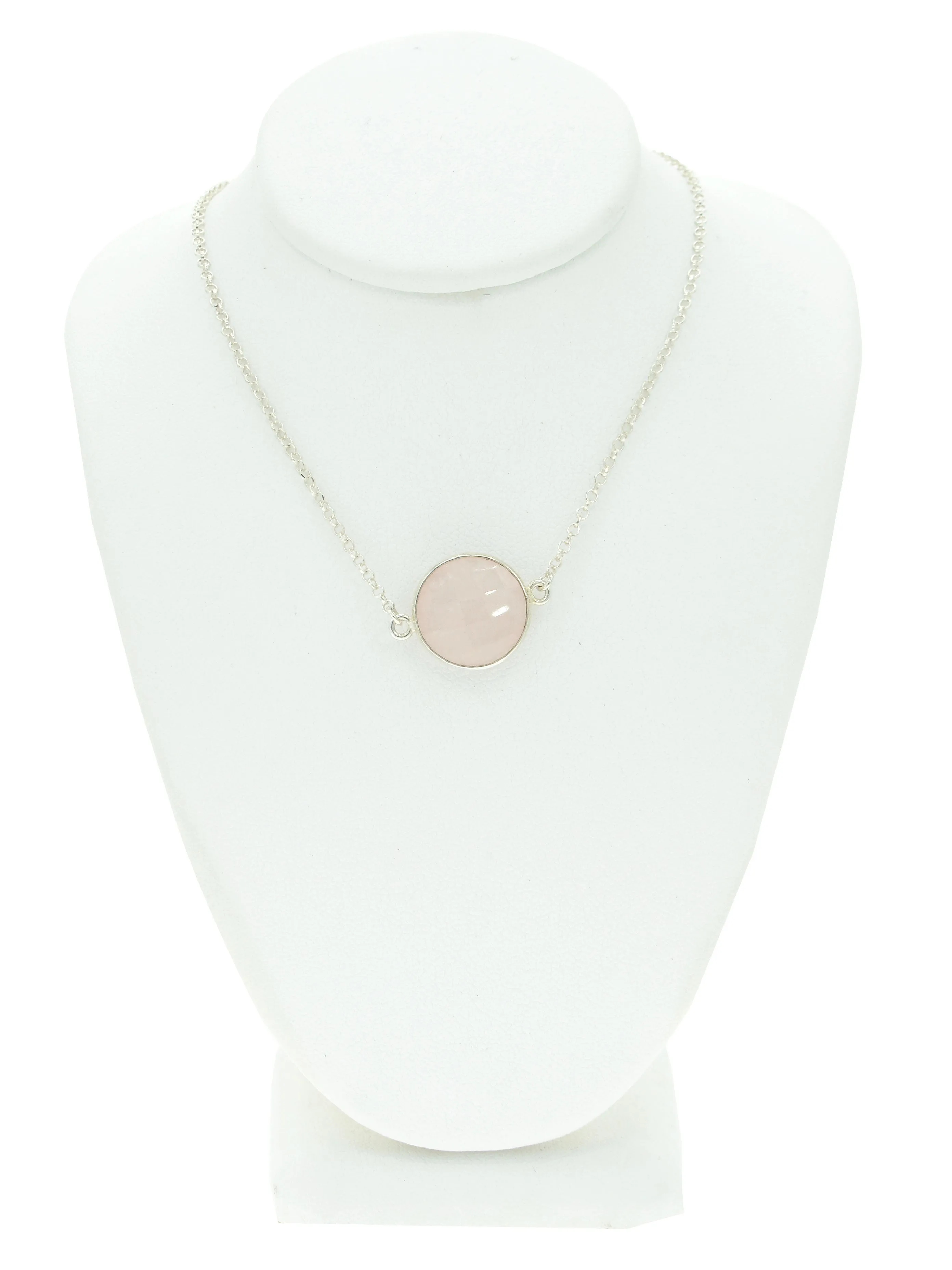 Rose Quartz Gemstone Bezel Necklace