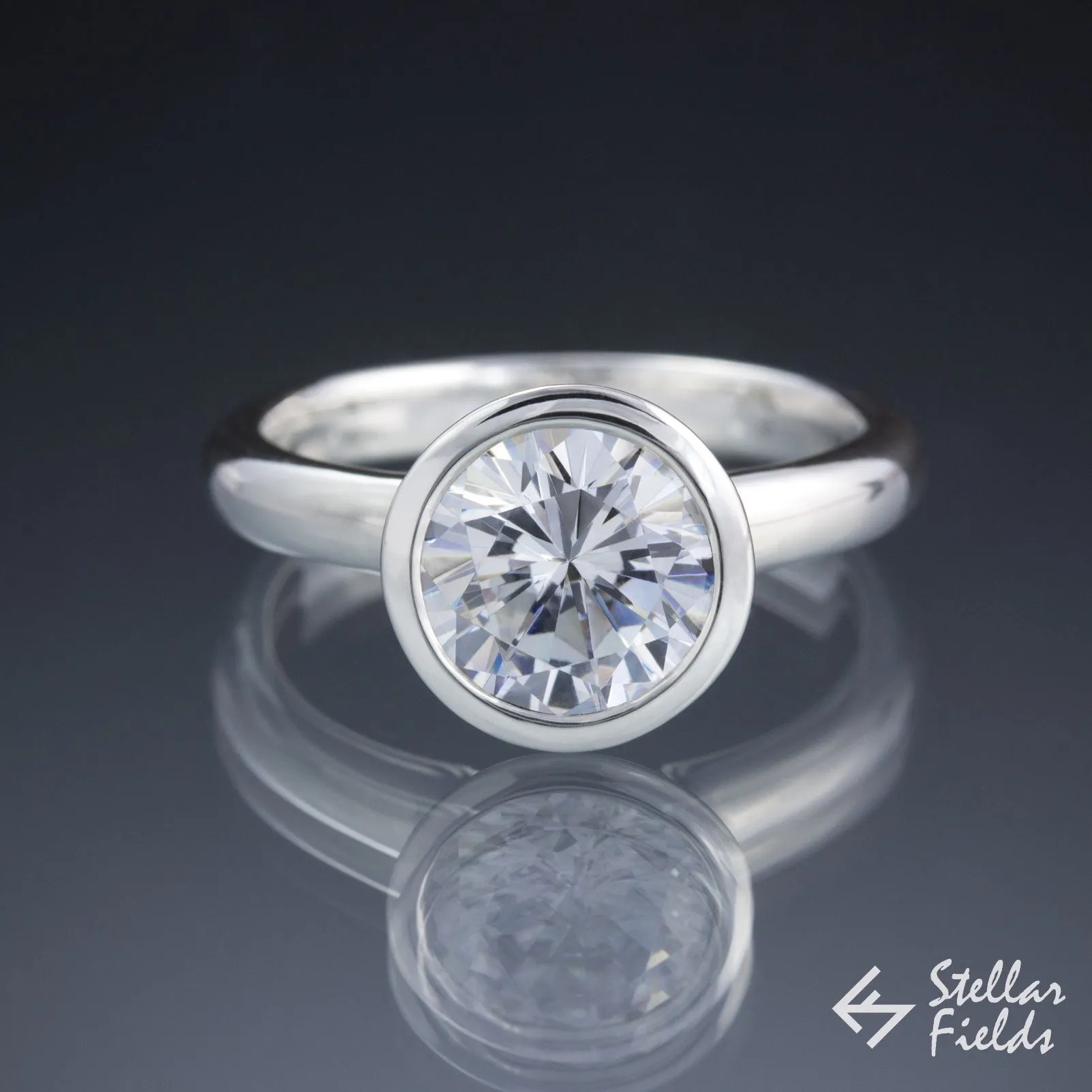 Round Bezel Diamond Engagement Ring