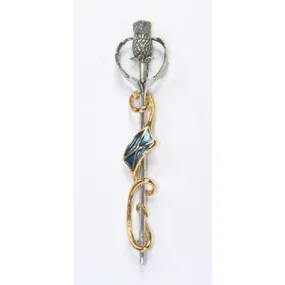 Saltire and thistle kilt pin