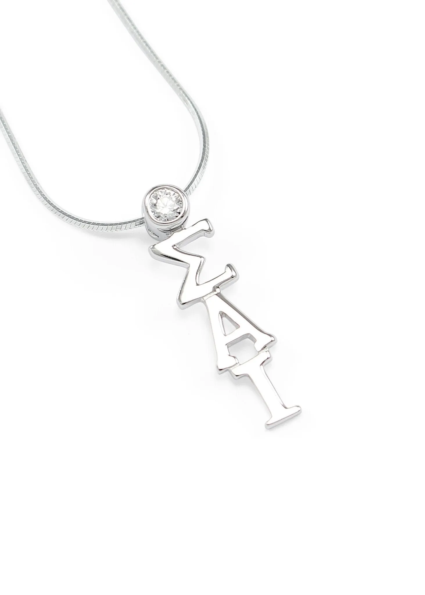 Sigma Alpha Iota Sterling Silver Lavaliere Pendant with Swarovski Clear Crystal