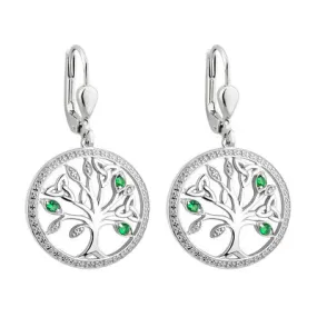 Sterling Silver Crystal Illusion Tree of Life Earrings