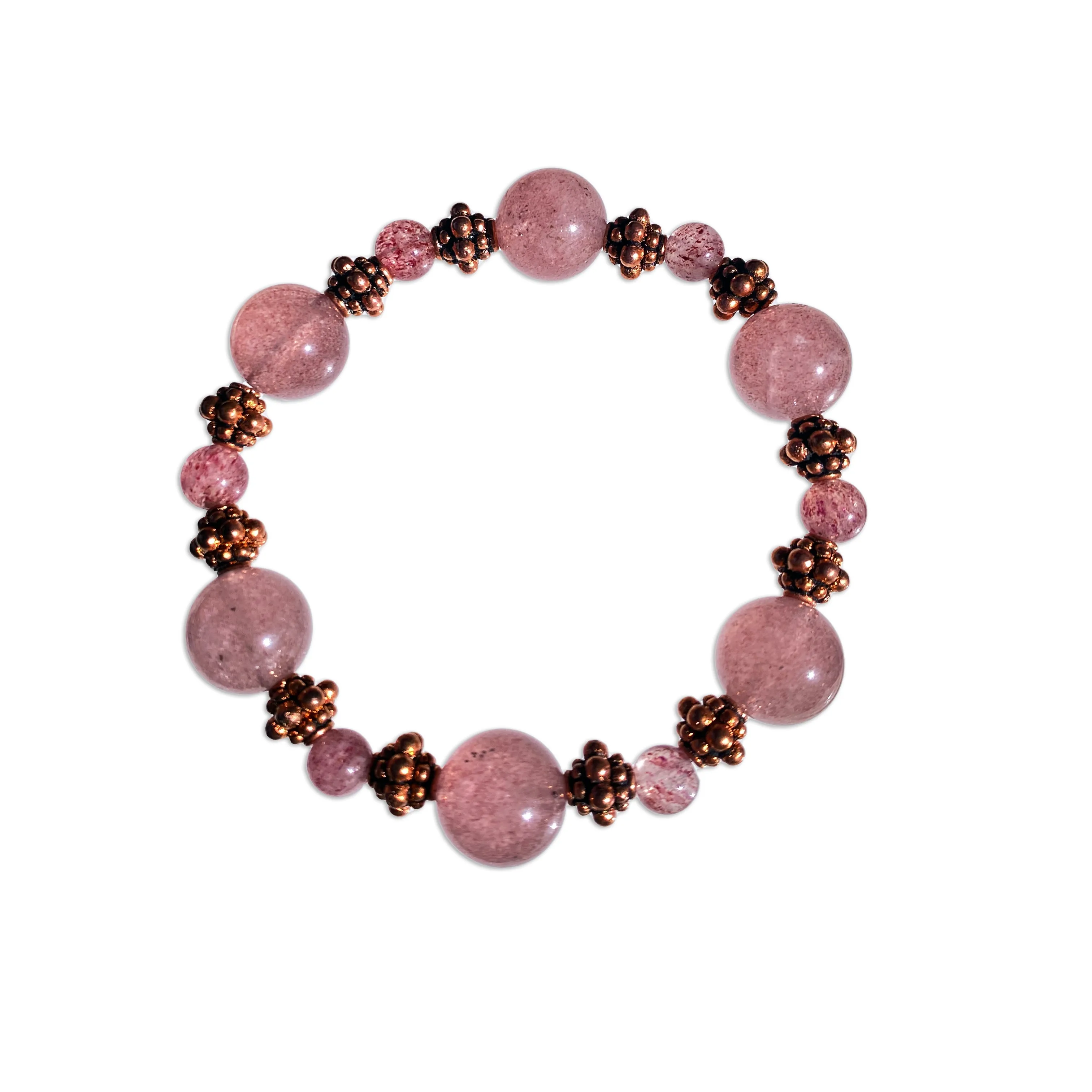 Strawberry Quartz and Copper Bracelet