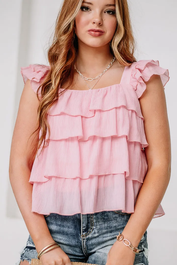 The Right Direction Ruffled Top | Pink