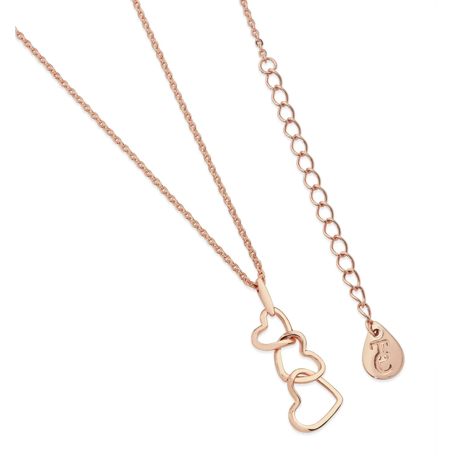 Triple Heart Drop Pendant - Rose Gold