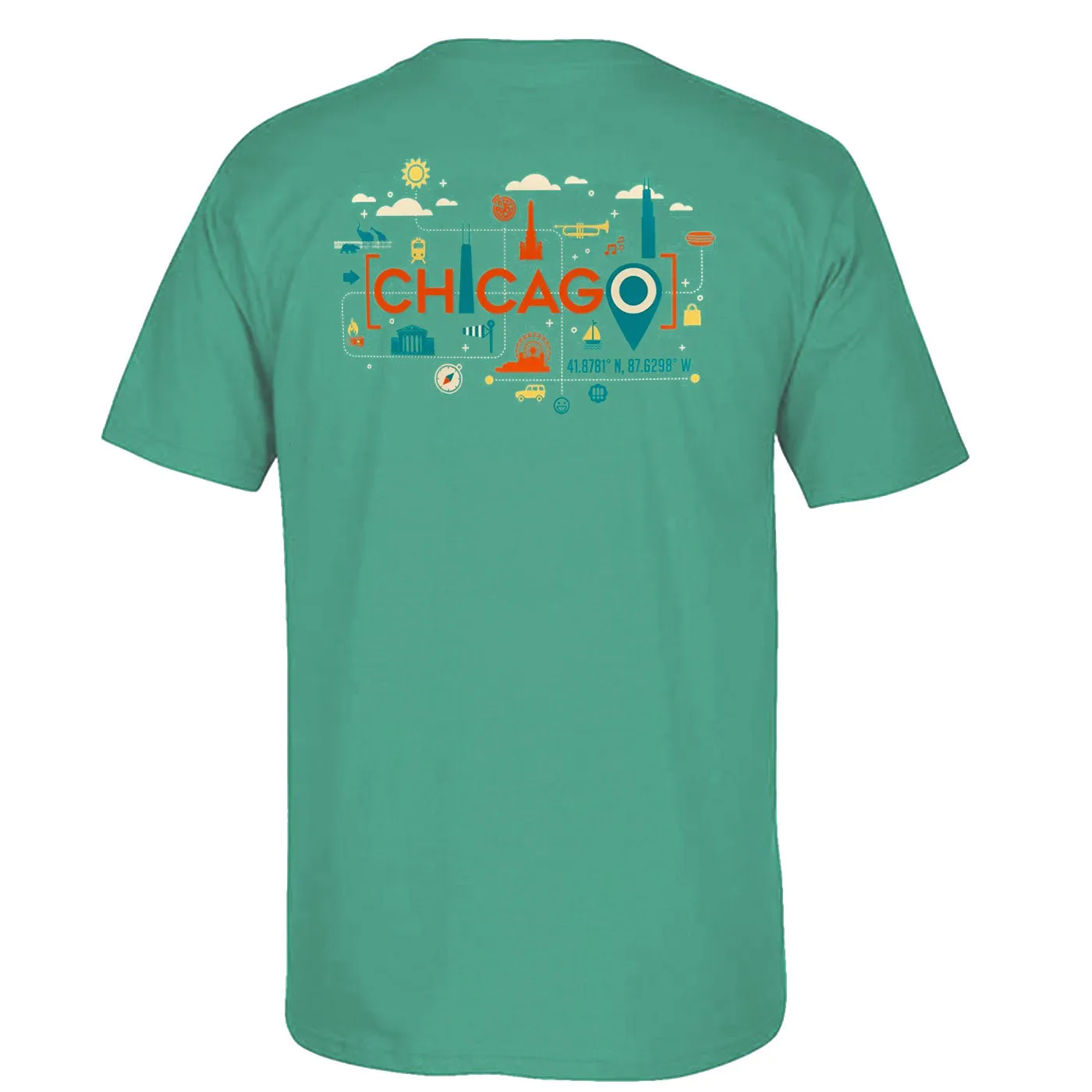 Unisex Chicago Locations T-Shirt - Aqua Green