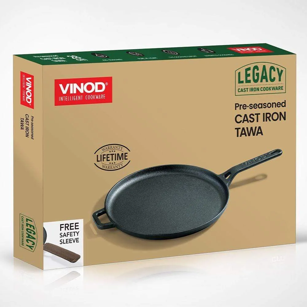 Vinod Legacy Pre - Seasoned Cast Iron Dosa Tawa - 28 Cm