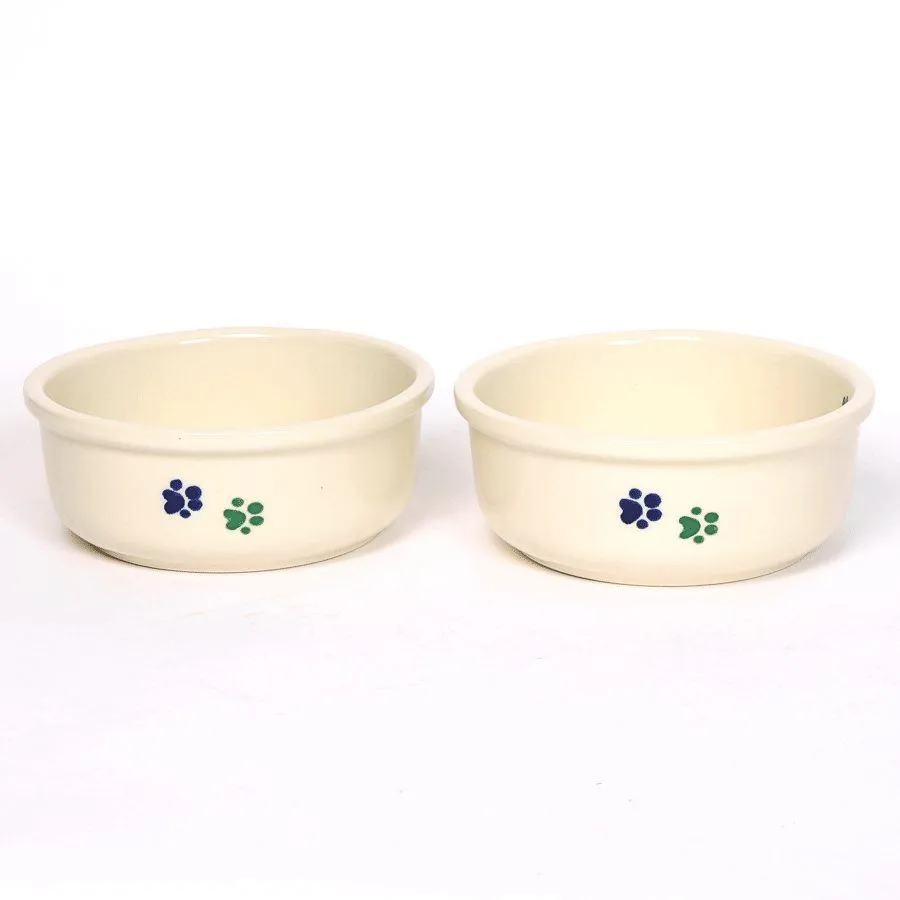 WALKING PAWS LARGE COOL PET DISH SET by Emerson Creek Pottery Made in USA Set, Large Pet2744