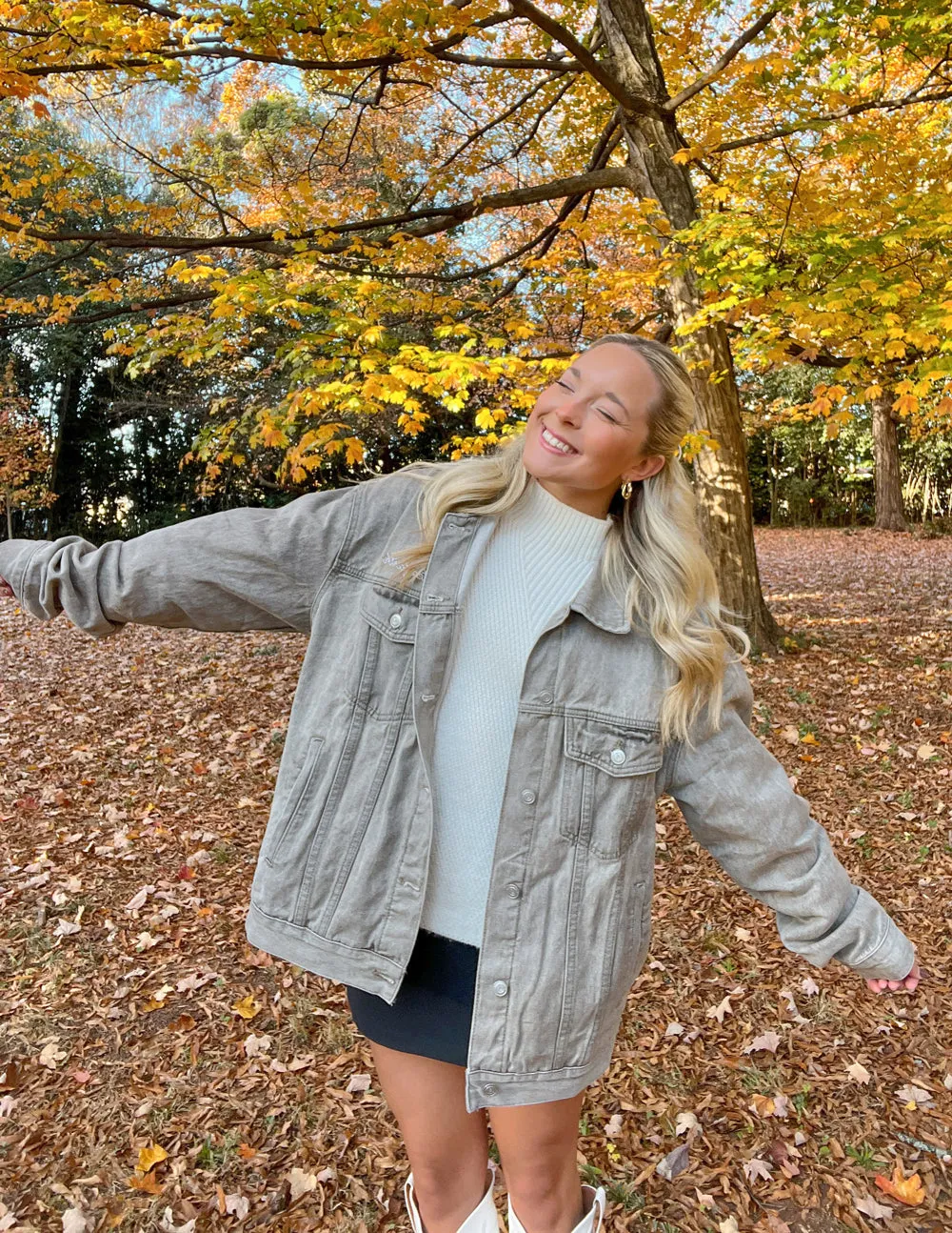 What a Friend in Jesus Grey Denim Jacket