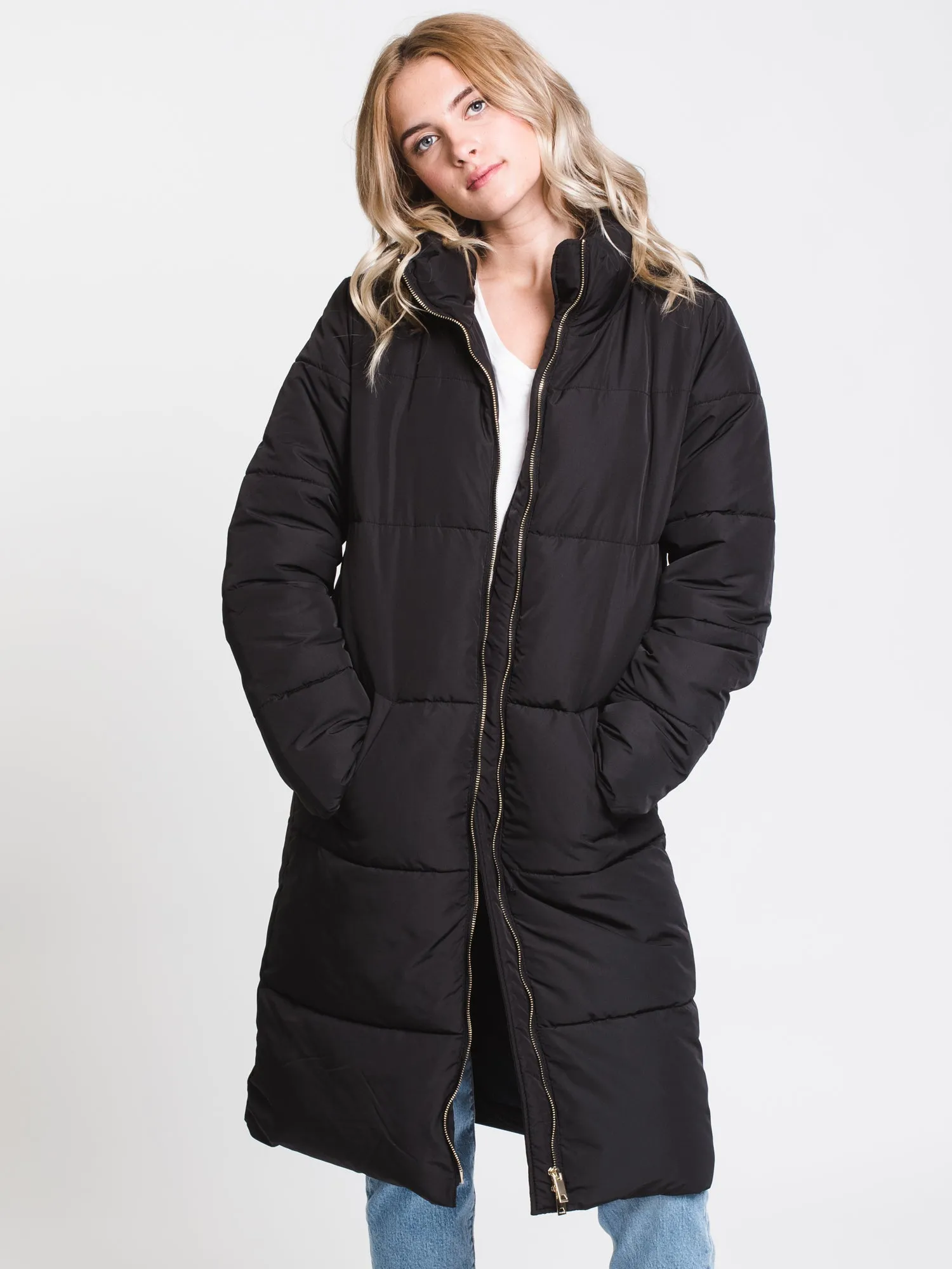 WOMENS ERICA XLONG PADDED JACKET - BLK - CLEARANCE