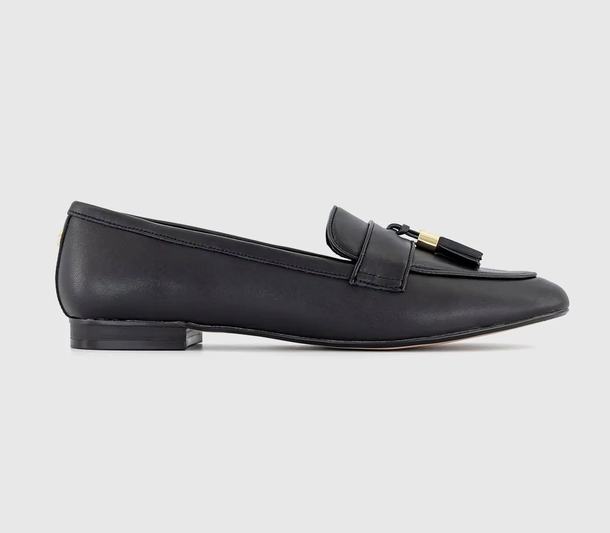 Womens Office Fine Line  Tassel Loafers Black Leather